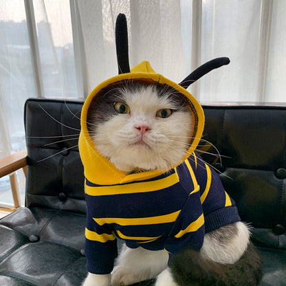 Cute Plush Bee Pet Hoodie | Winter Warm Coat for Bulldogs & Small Dogs