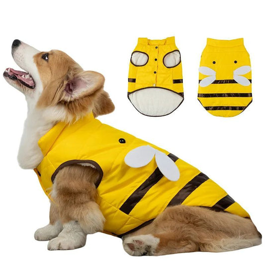 Warmly Dog Coat with Cute Bees Design | Winter Coat for Small, Medium, and Large Dogs