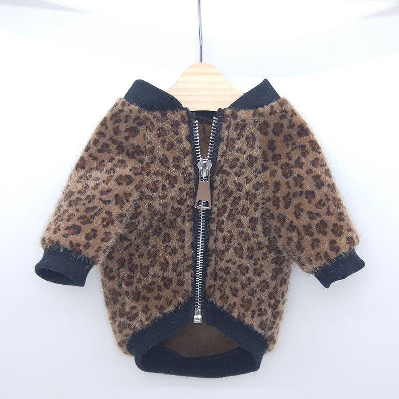 Autumn Long Sleeved Leopard Print Jacket for Puppies | Stylish & Cozy