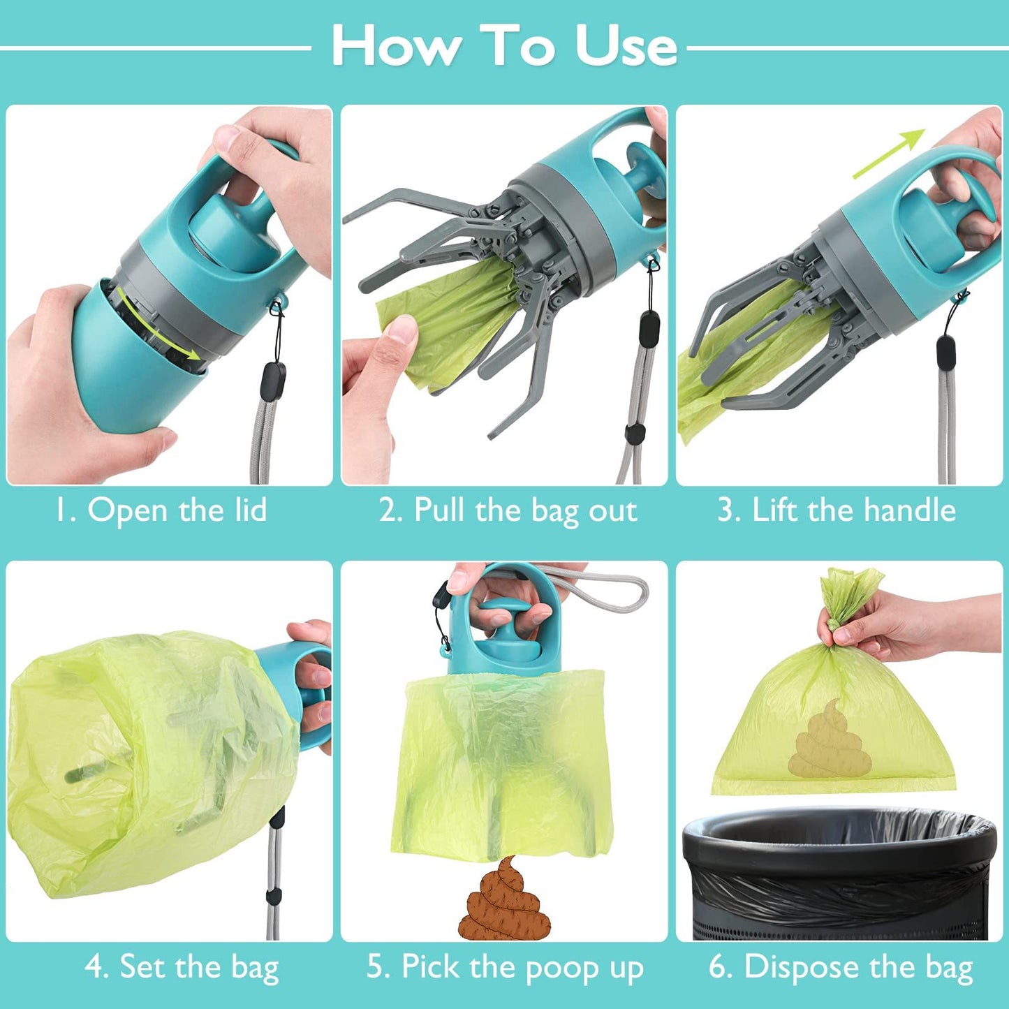 Portable Dog Poop Scooper | Sanitary Waste Picker Upper for Dog Walkers