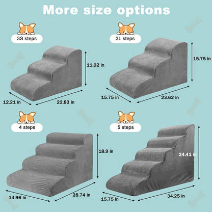 Dog Stairs for Small Dogs | 3-4 Steps Removable & Washable Pet Ramp