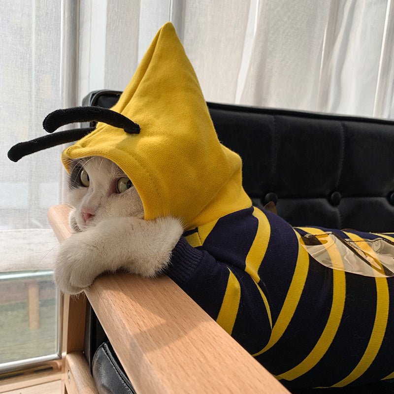 Cute Plush Bee Pet Hoodie | Winter Warm Coat for Bulldogs & Small Dogs