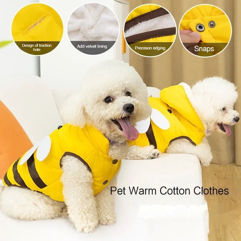 Warmly Dog Coat with Cute Bees Design | Winter Coat for Small, Medium, and Large Dogs