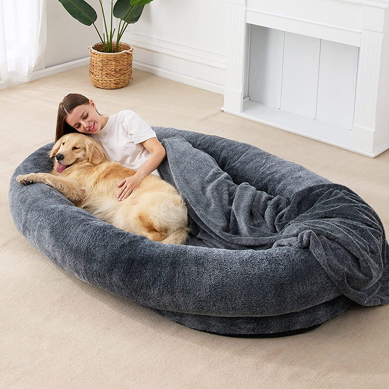 Large Human Short Plush Dog Bed | Comfortable Plush Bed for Pets