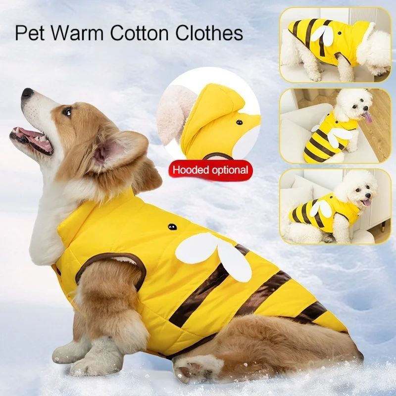 Warmly Dog Coat with Cute Bees Design | Winter Coat for Small, Medium, and Large Dogs