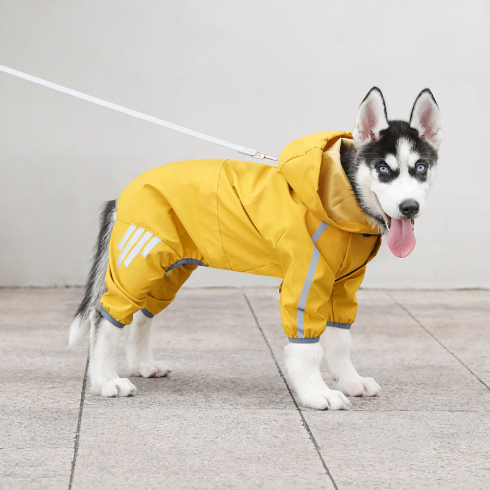 Dog Raincoat with Reflective Waterproof Jacket | Hood, Leash Hole & Reflective Straps for Small & Medium Dogs