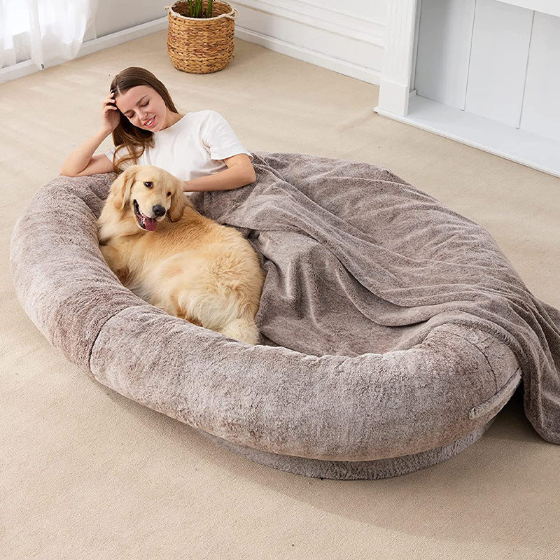 Large Human Short Plush Dog Bed | Comfortable Plush Bed for Pets