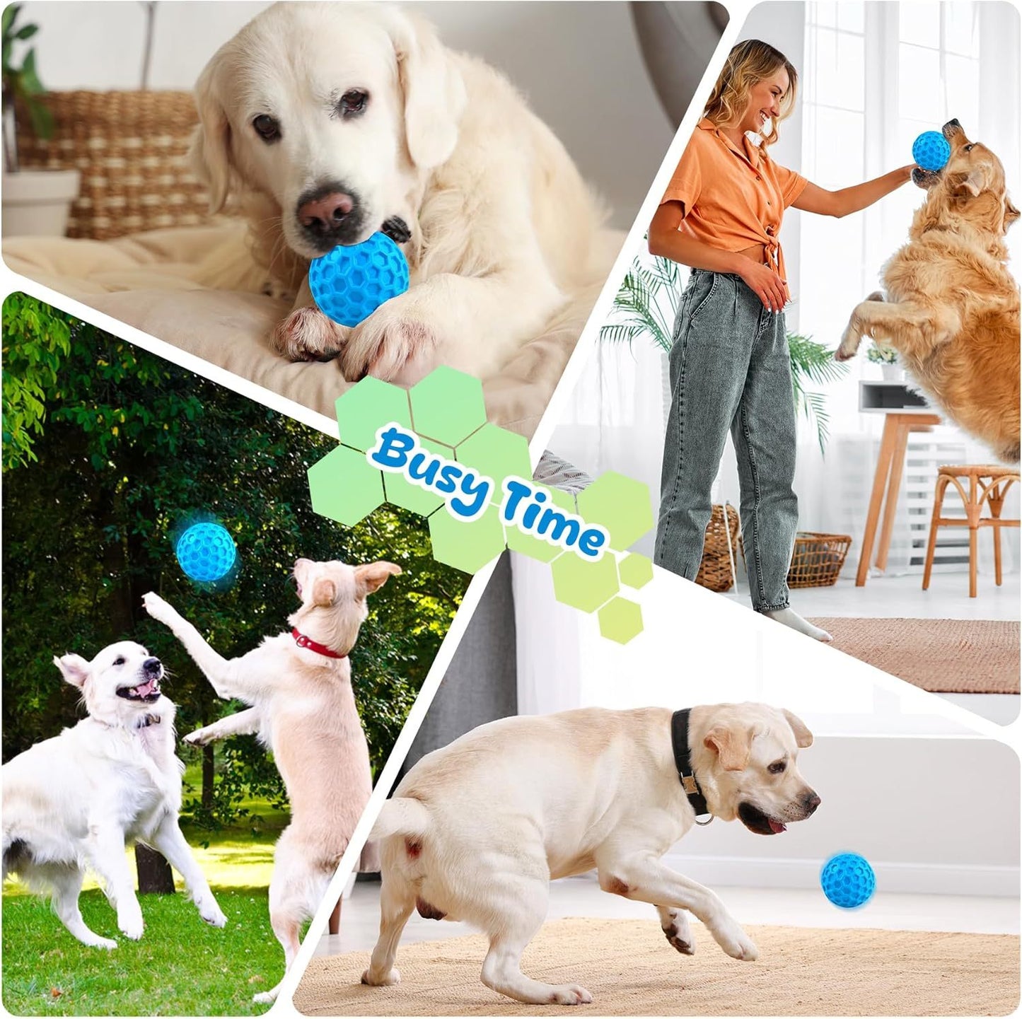 Squeaky Dog Toys for Aggressive Chewers | Indestructible Squeaky Balls for Large Dogs