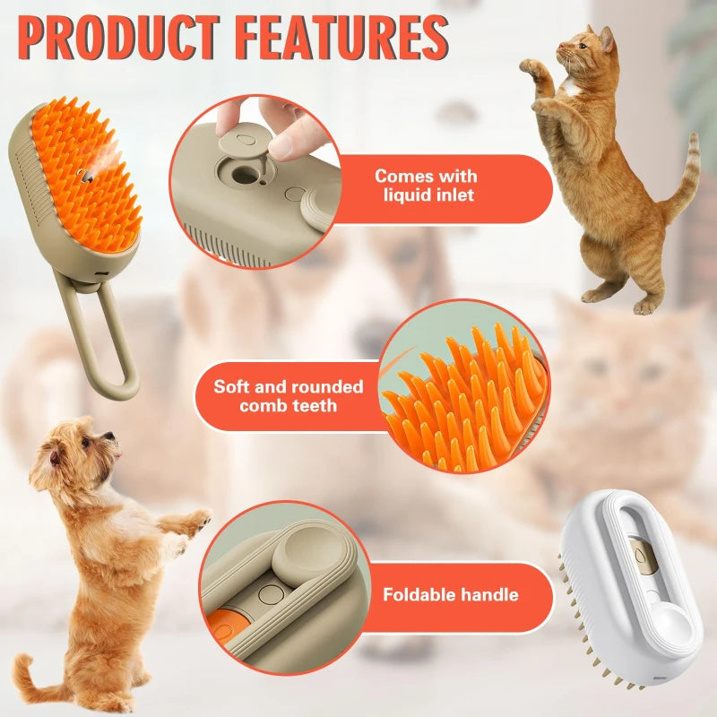 Gentle Paws Steam Brush | Innovative Grooming Tool for Dogs & Cats